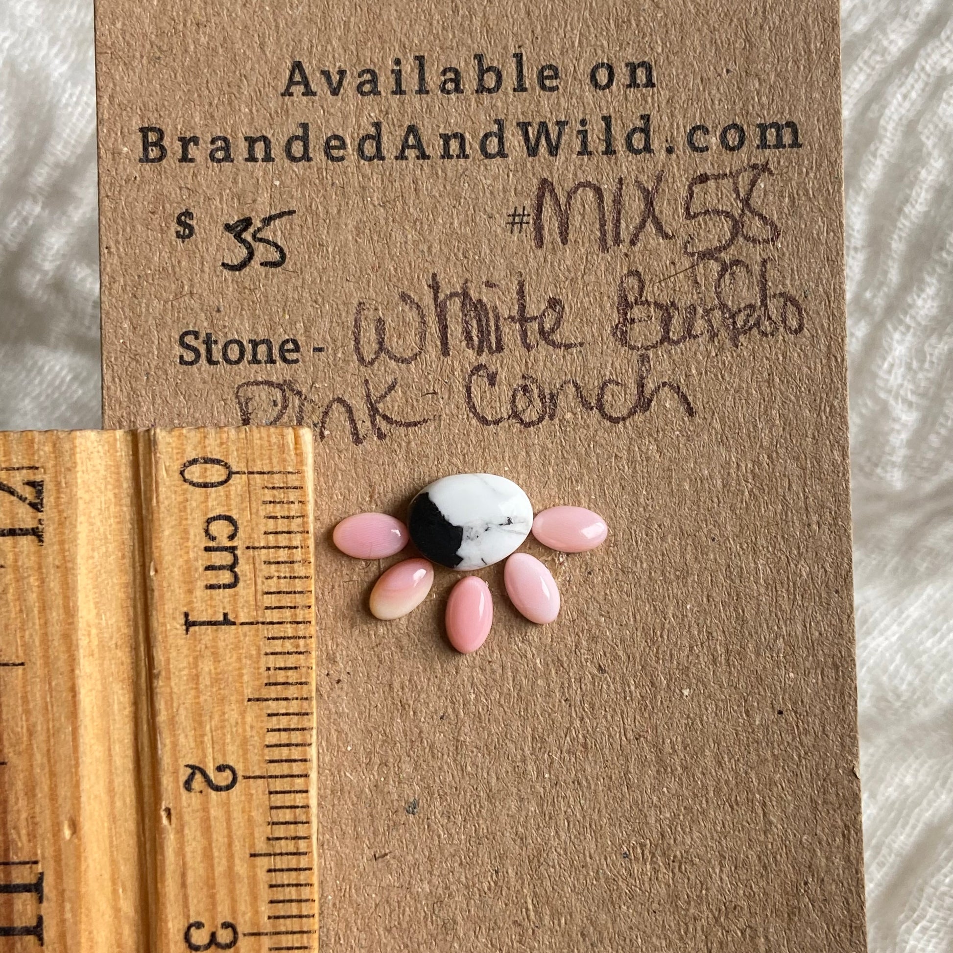 Pink Conch / White Buffalo Cabochon - MIX58 84219EE7-6AC6-4F55-8C3C-E52C6AAA7155 Brandedandwild.com