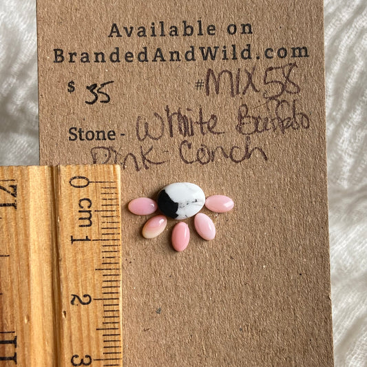 Pink Conch / White Buffalo Cabochon - MIX58 84219EE7-6AC6-4F55-8C3C-E52C6AAA7155 Brandedandwild.com