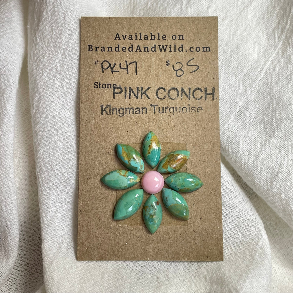 Pink Conch / Kingman Turquoise Cabochon - PK47