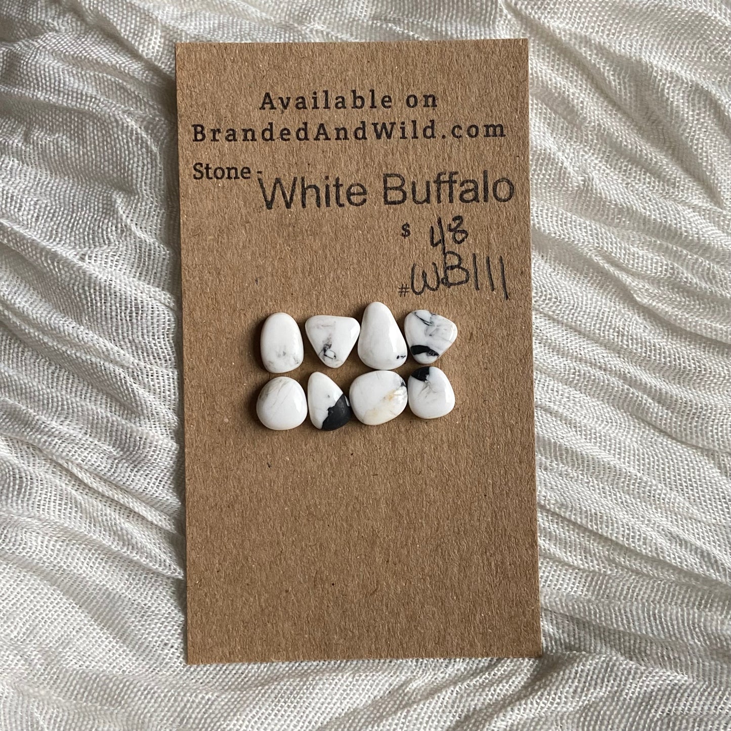 White Buffalo Cabochon - WB111 8523C49A-F9F7-40C5-ADFB-D7C2B8568C74 Brandedandwild.com