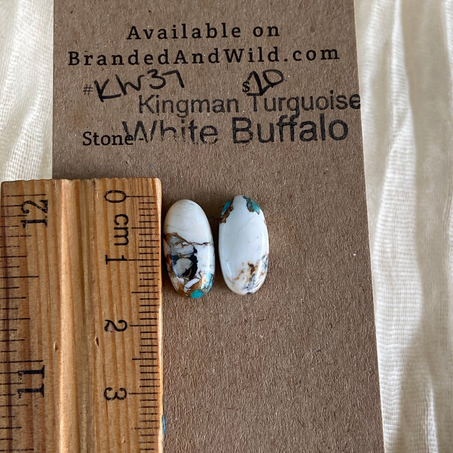 Kingman Turquoise, White Buffalo, Copper Cabochon - KW37