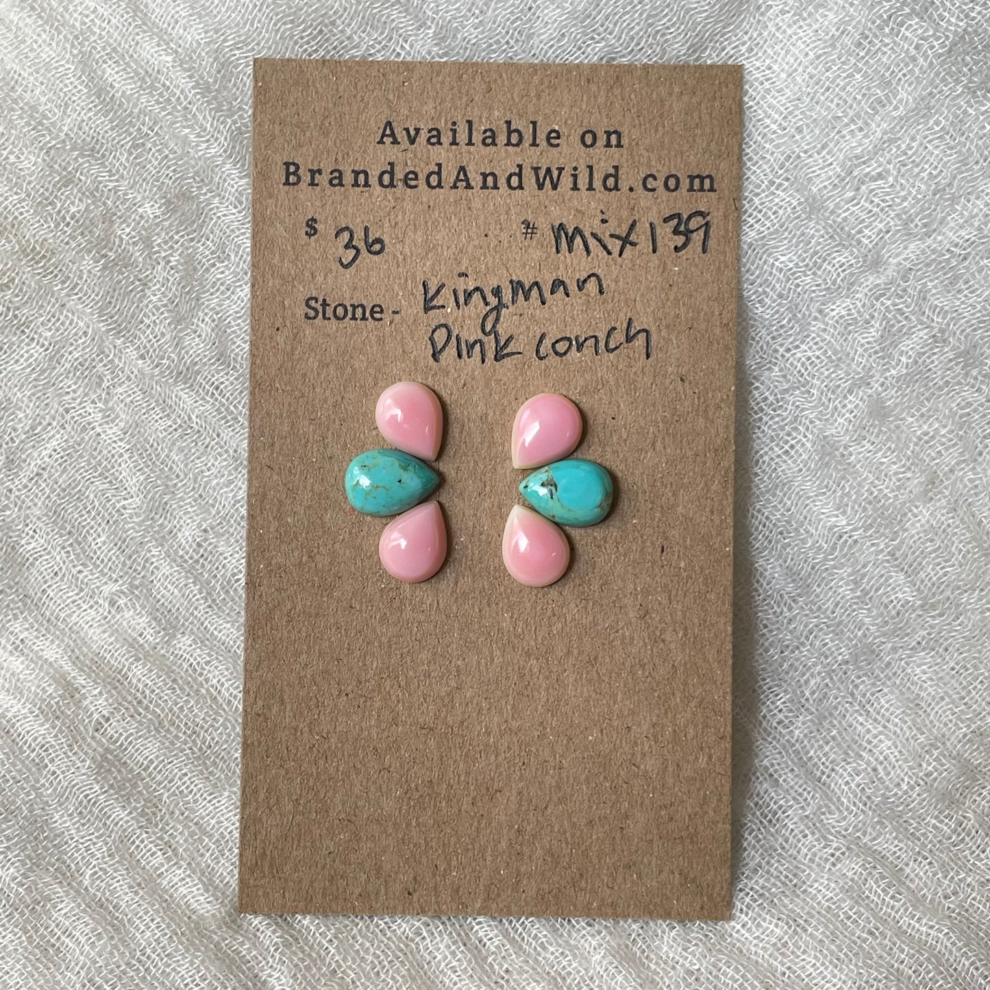 Kingman / Pink Conch Cabochon - Mix139 8590AC1C-F1F8-406F-98F2-FA509FBFD39E Brandedandwild.com