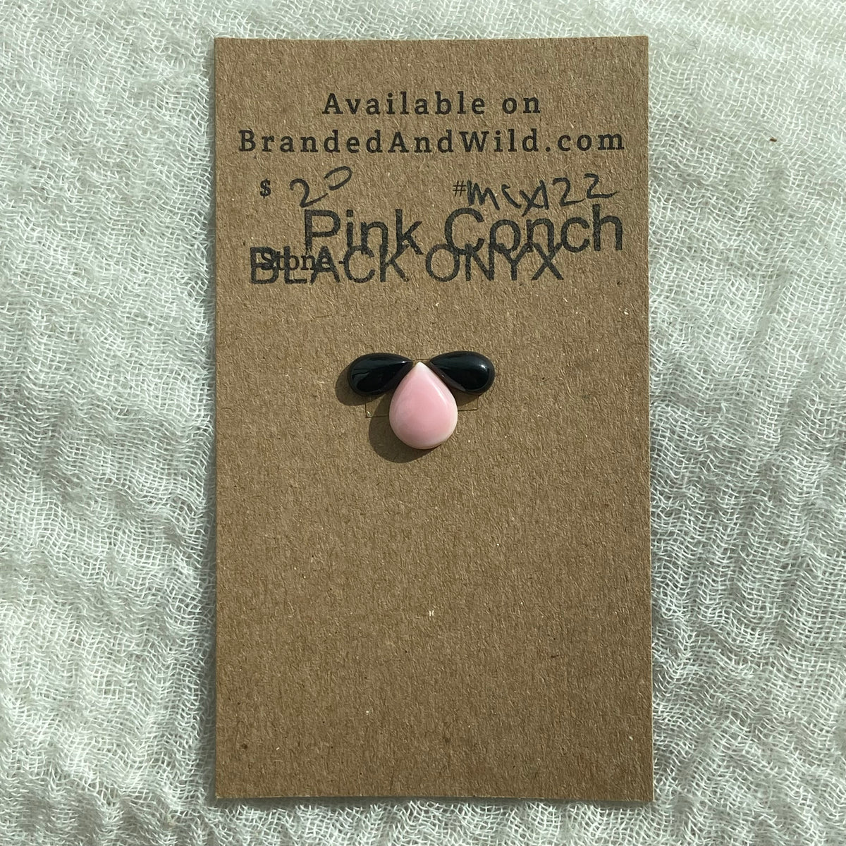 Black Onyx /  Pink Conch Cabochon - Mix121