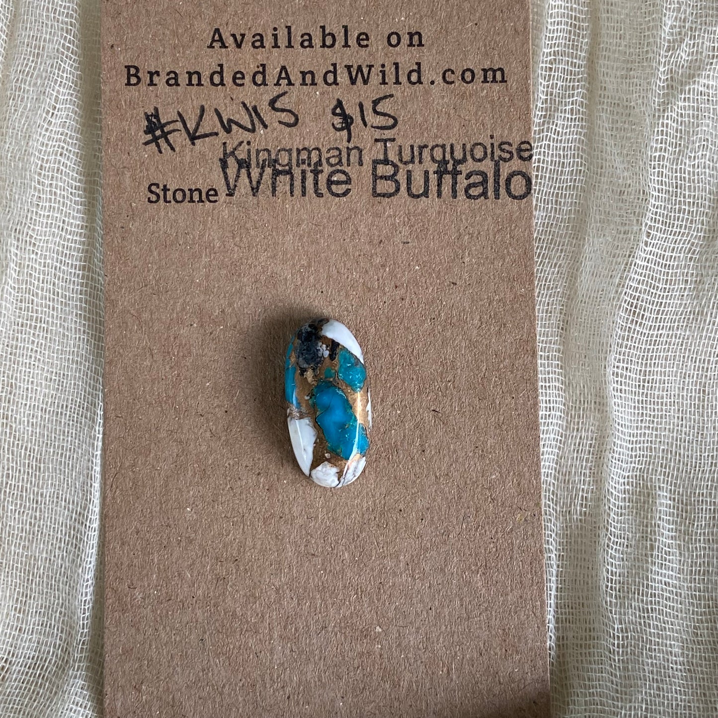Kingman Turquoise, White Buffalo, Copper Cabochon - KW15