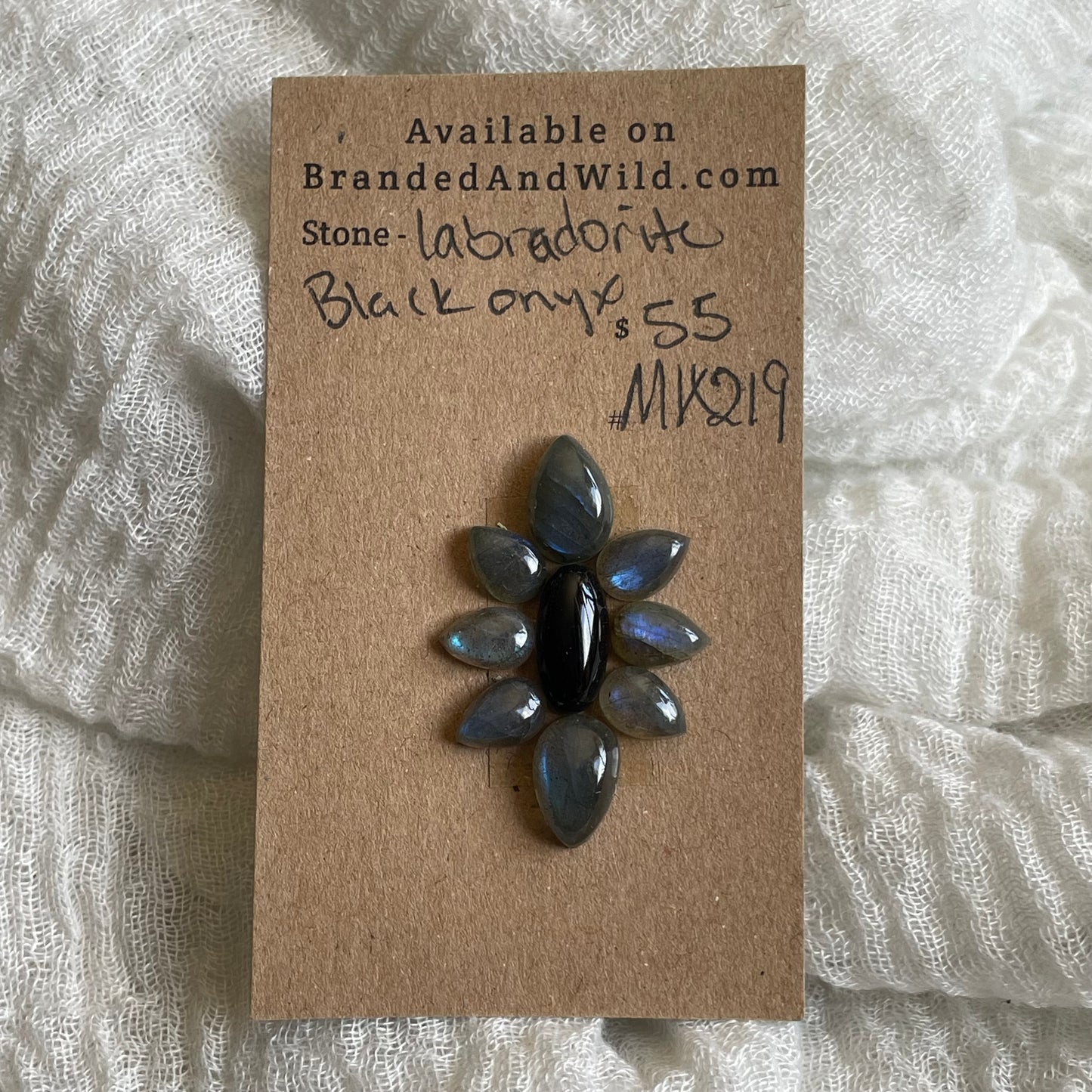Labradorite / Black Onyx Cabochon - MIX219