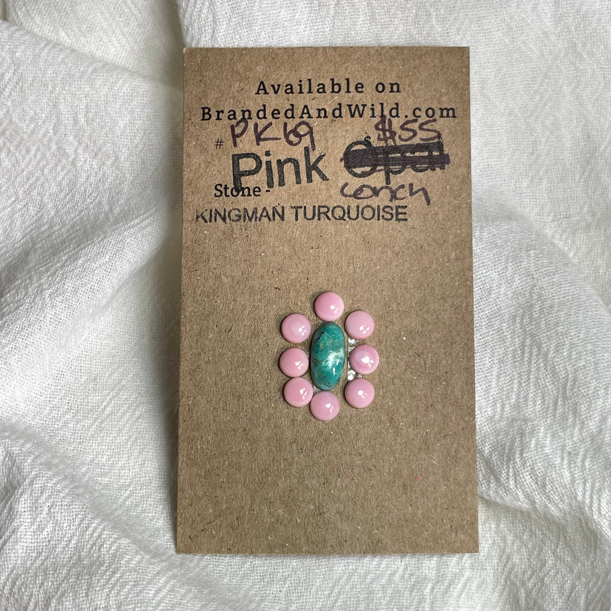 Pink Conch / Kingman Turquoise Cabochon - PK69