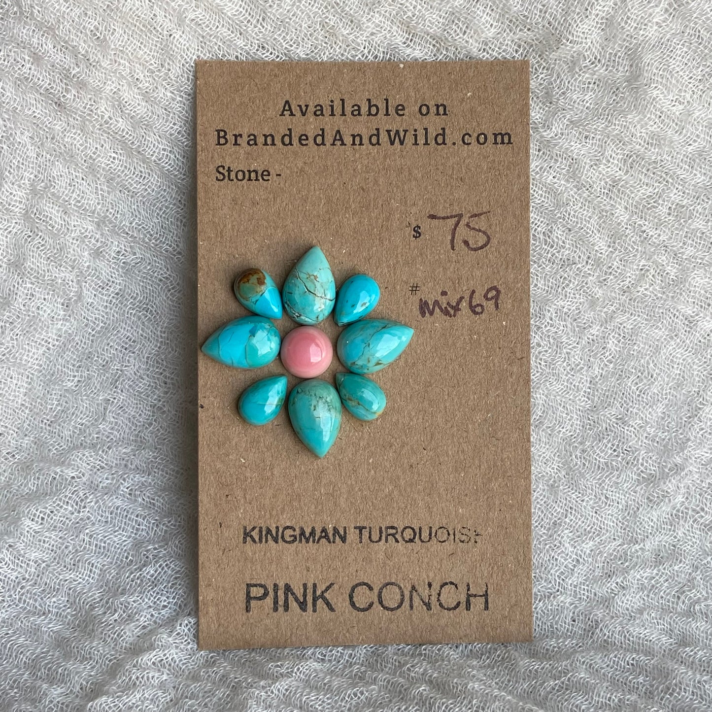 Pink Conch - Kingman Turquoise Cabochon - MIX69