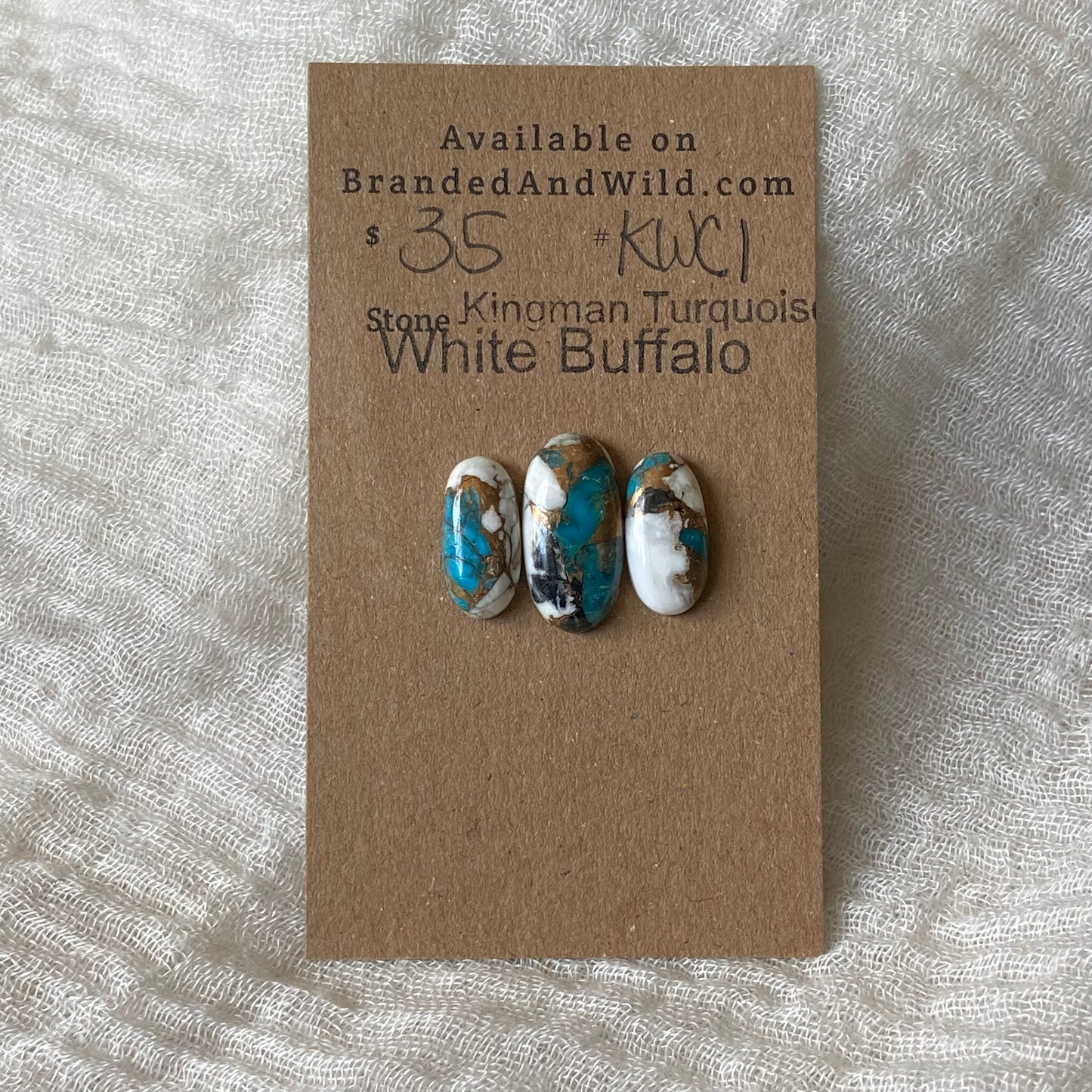 Kingman Turquoise, White Buffalo, Copper Cabochon - KWC1 8A1AA4CE-4E32-4294-94D3-F847972ECBA3 Brandedandwild.com