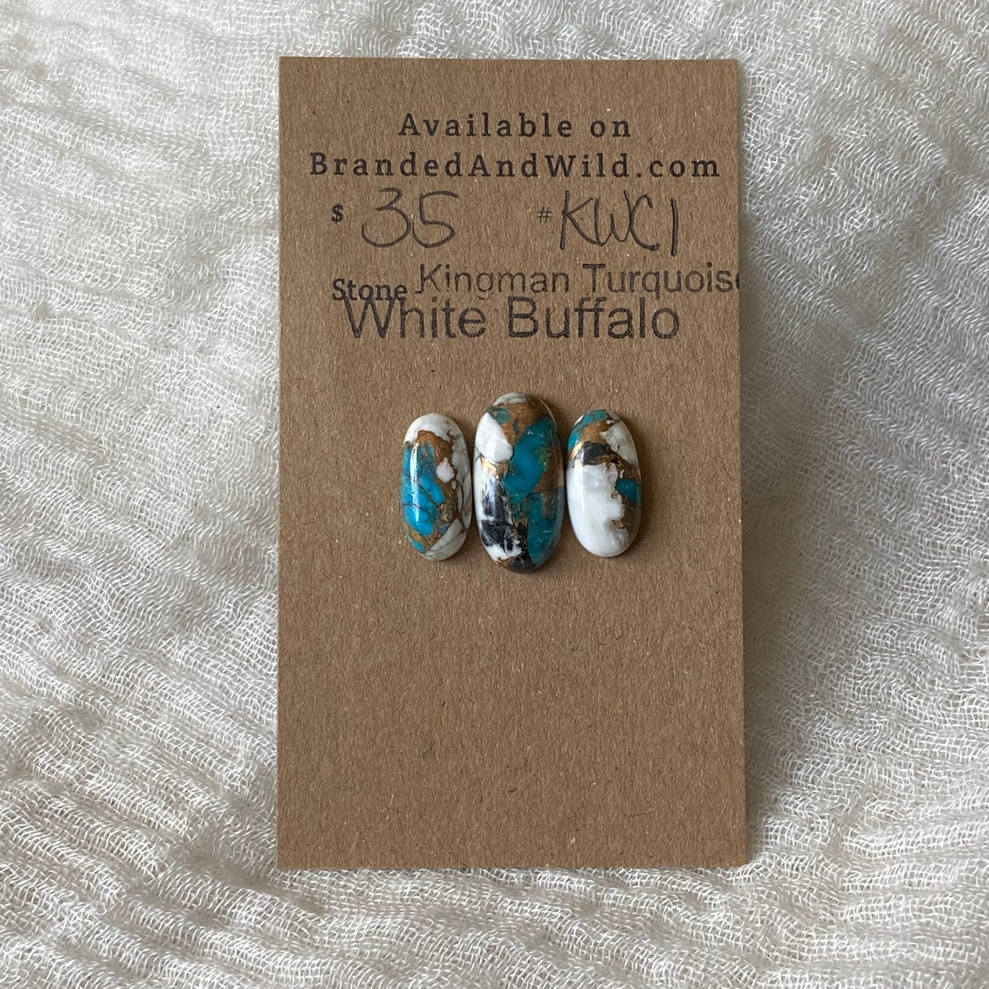 Kingman Turquoise, White Buffalo, Copper Cabochon - KWC1 8A1AA4CE-4E32-4294-94D3-F847972ECBA3 Brandedandwild.com