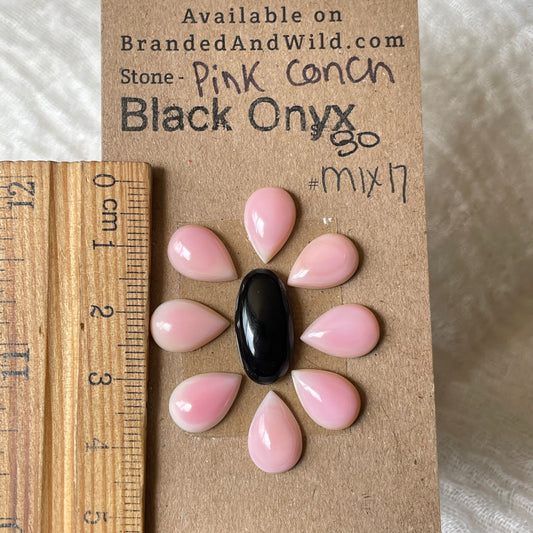 Black Onyx / Pink Conch Cabochon - Mix17 8A52588C-93FF-48EF-BE01-81EB4869BDD9 Brandedandwild.com