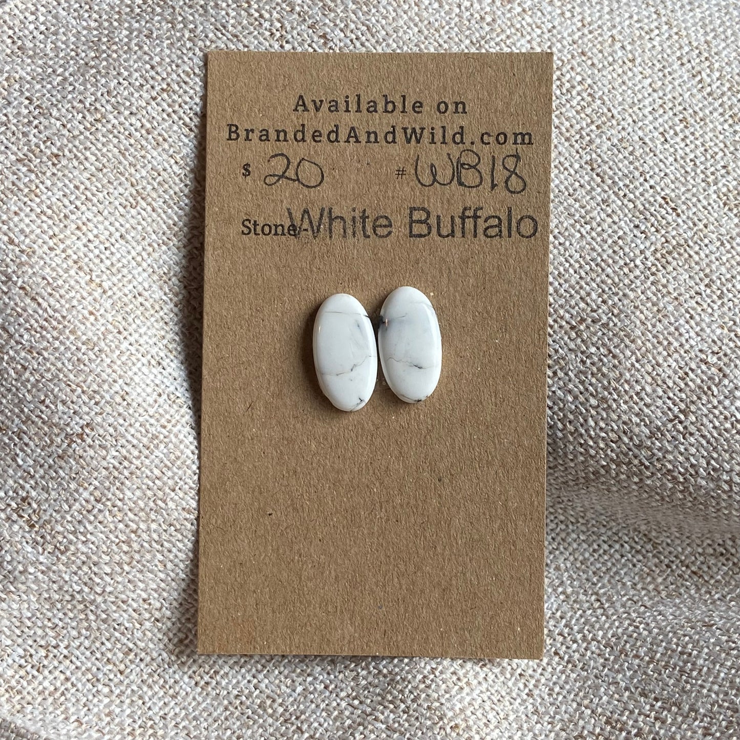 White Buffalo Cabochon - WB18 8AAE23C4-B7CF-41F1-BB85-34BEBD30F157 Brandedandwild.com