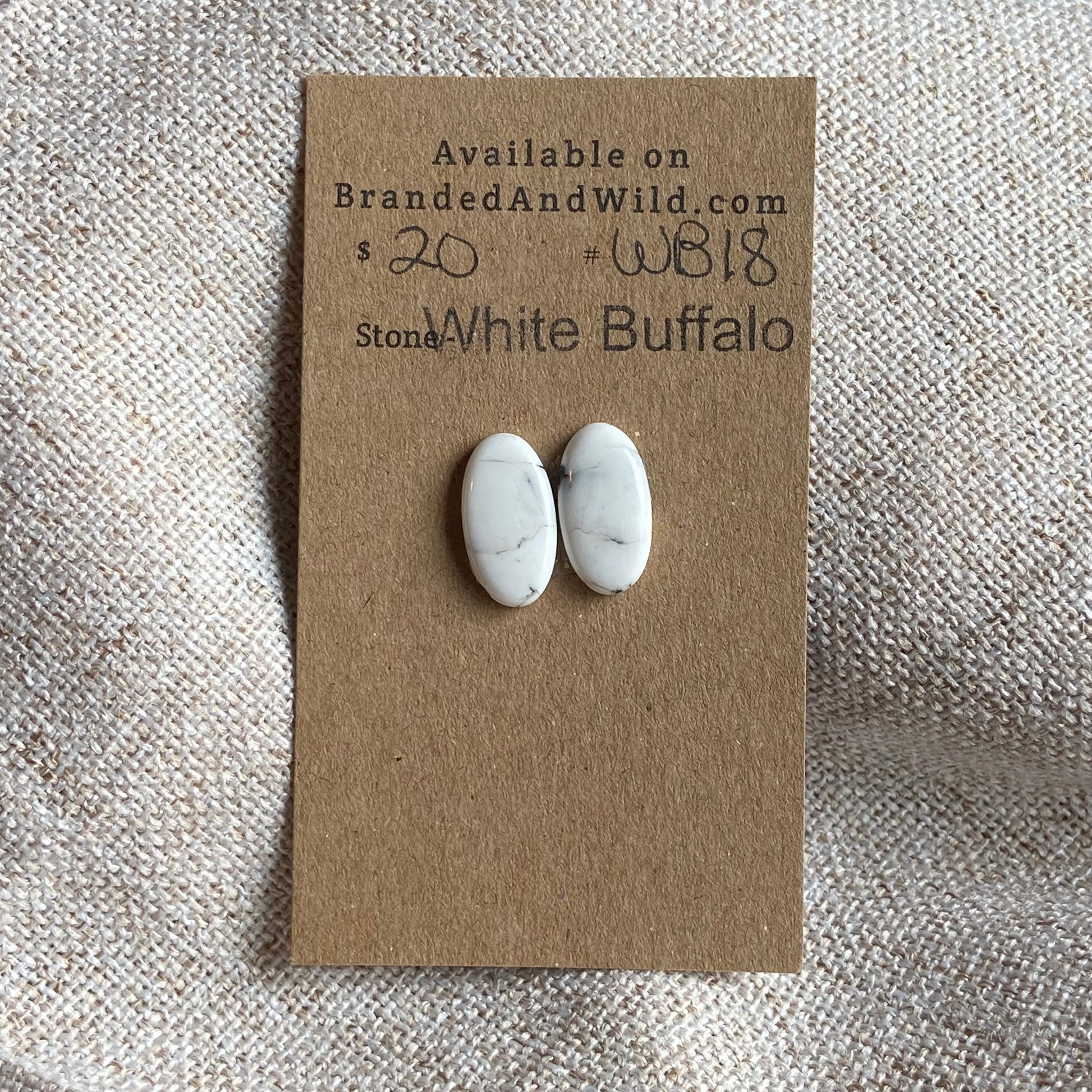 White Buffalo Cabochon - WB18 8AAE23C4-B7CF-41F1-BB85-34BEBD30F157 Brandedandwild.com