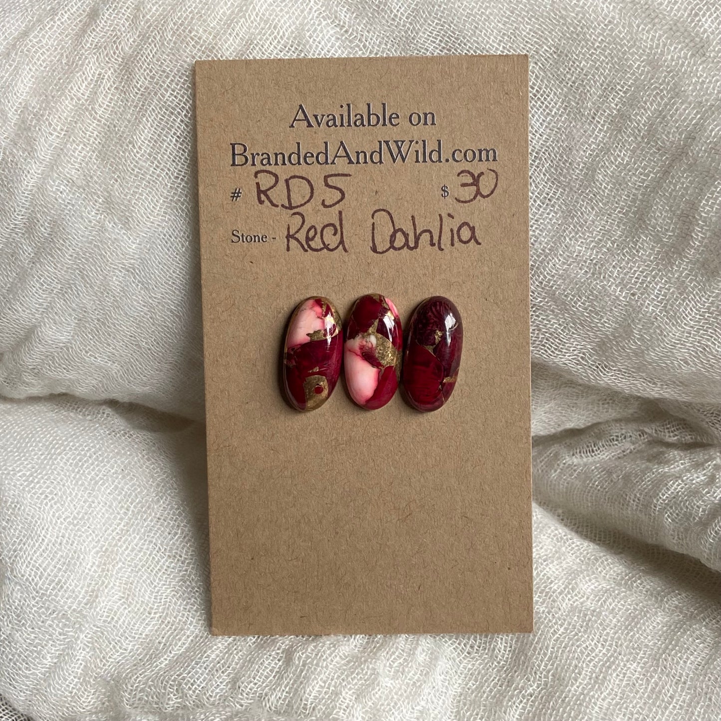 Red Dahlia Cabochon - RD5 8B89E3BA-486D-4901-96AA-81A0B9809D32 Brandedandwild.com