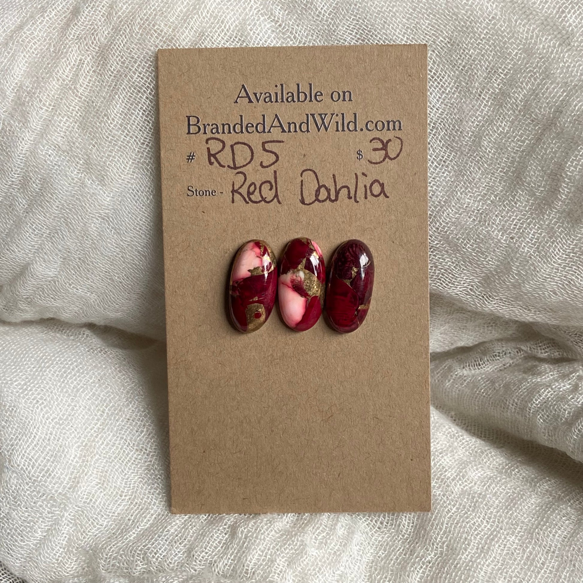 Red Dahlia Cabochon - RD5 8B89E3BA-486D-4901-96AA-81A0B9809D32 Brandedandwild.com