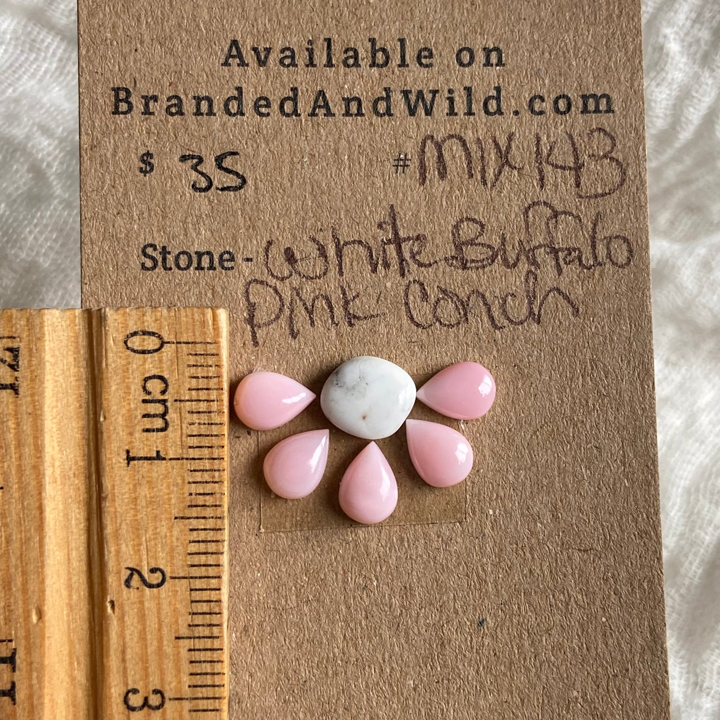Pink Conch / White Buffalo Cabochon - MIX143 8BB5191D-FB36-4B3C-B73E-A0133595DAA6 Brandedandwild.com