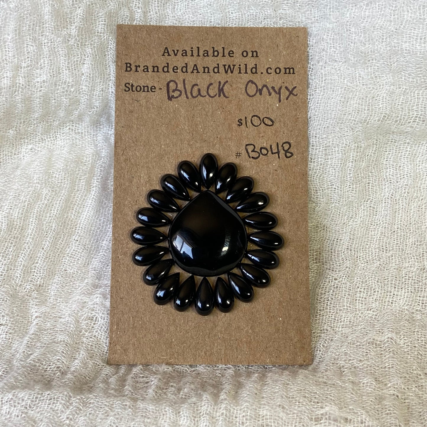 Black Onyx Cabochon - B048 8C8E7888-D2CB-42CF-824D-B7164620E62A Brandedandwild.com