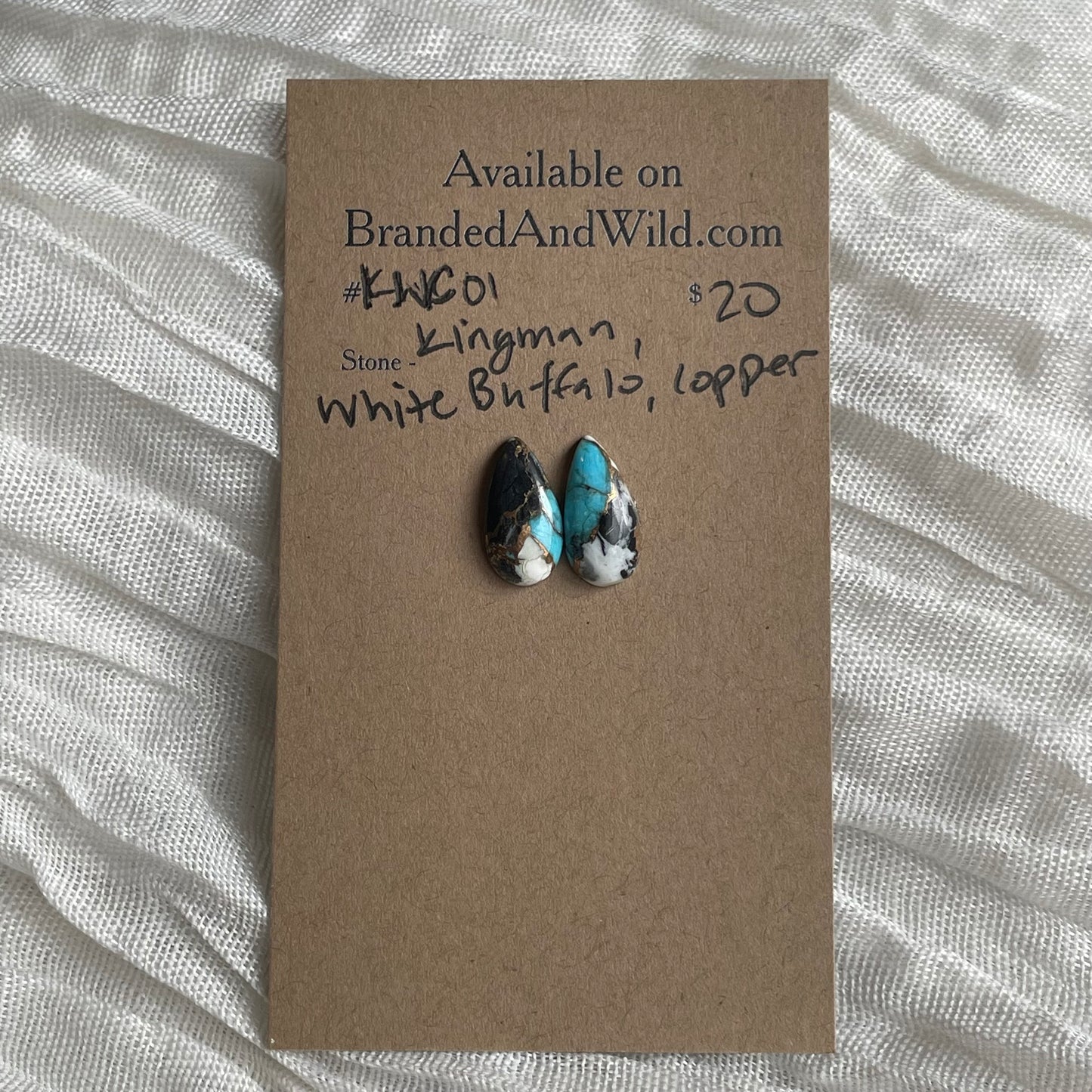 Kingman Turquoise, White Buffalo, Copper Cabochon - KWC01 8C9260D4-64E0-4F72-94F6-E6119A70BFB9 Brandedandwild.com