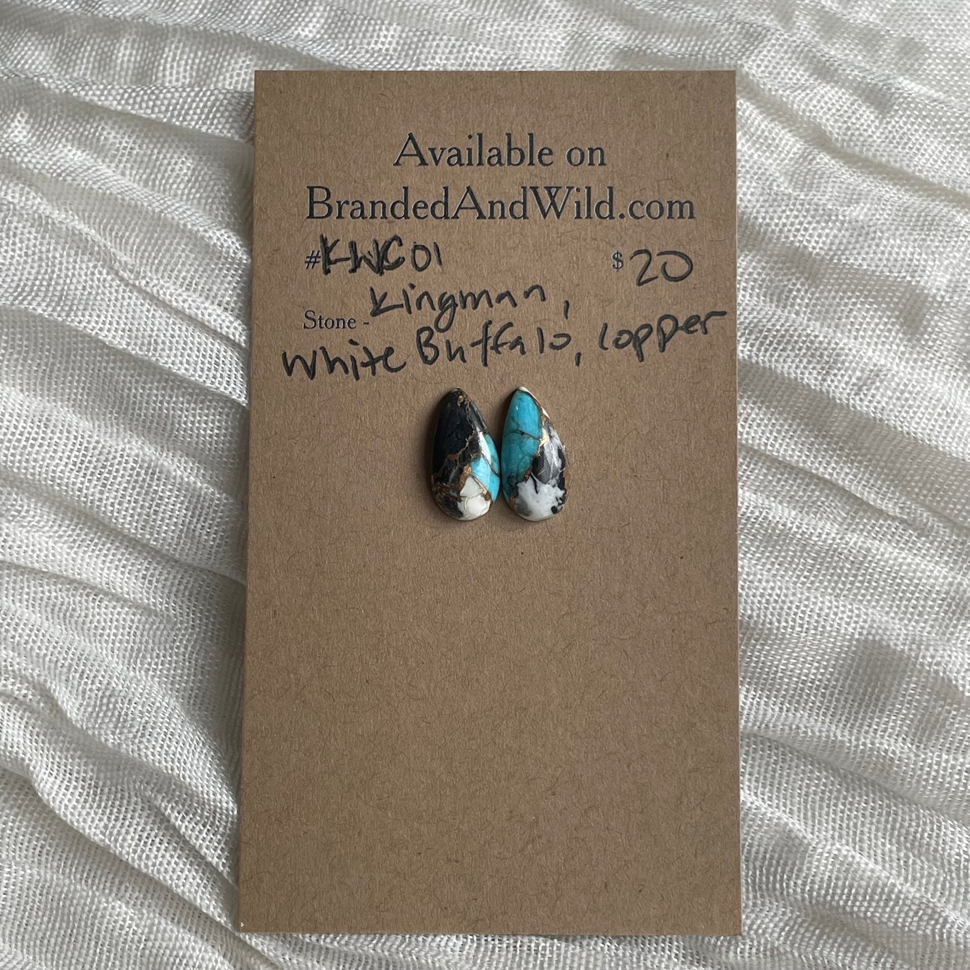 Kingman Turquoise, White Buffalo, Copper Cabochon - KWC01 8C9260D4-64E0-4F72-94F6-E6119A70BFB9 Brandedandwild.com
