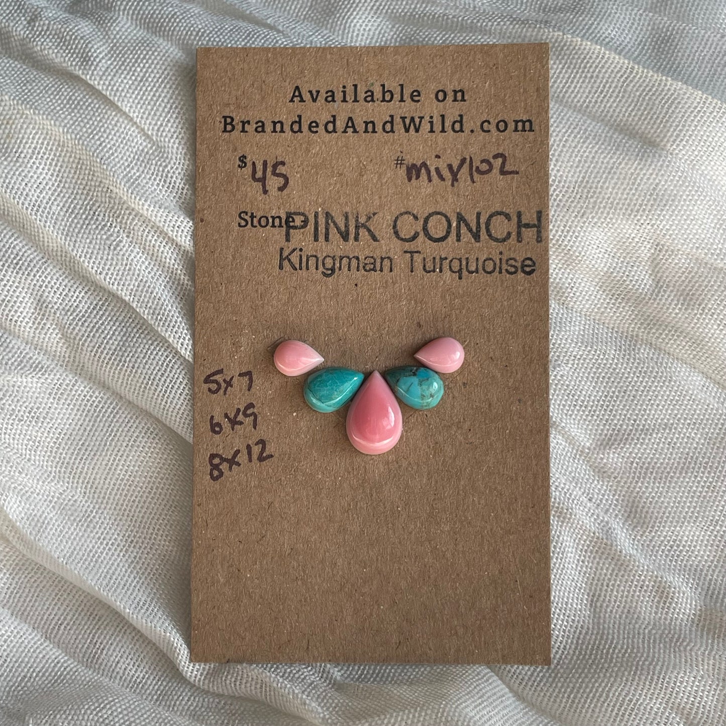 Kingman / Pink Conch Cabochon - MIX102 8E3503B2-6972-49C1-9B1E-CCDCE7B222DF Brandedandwild.com