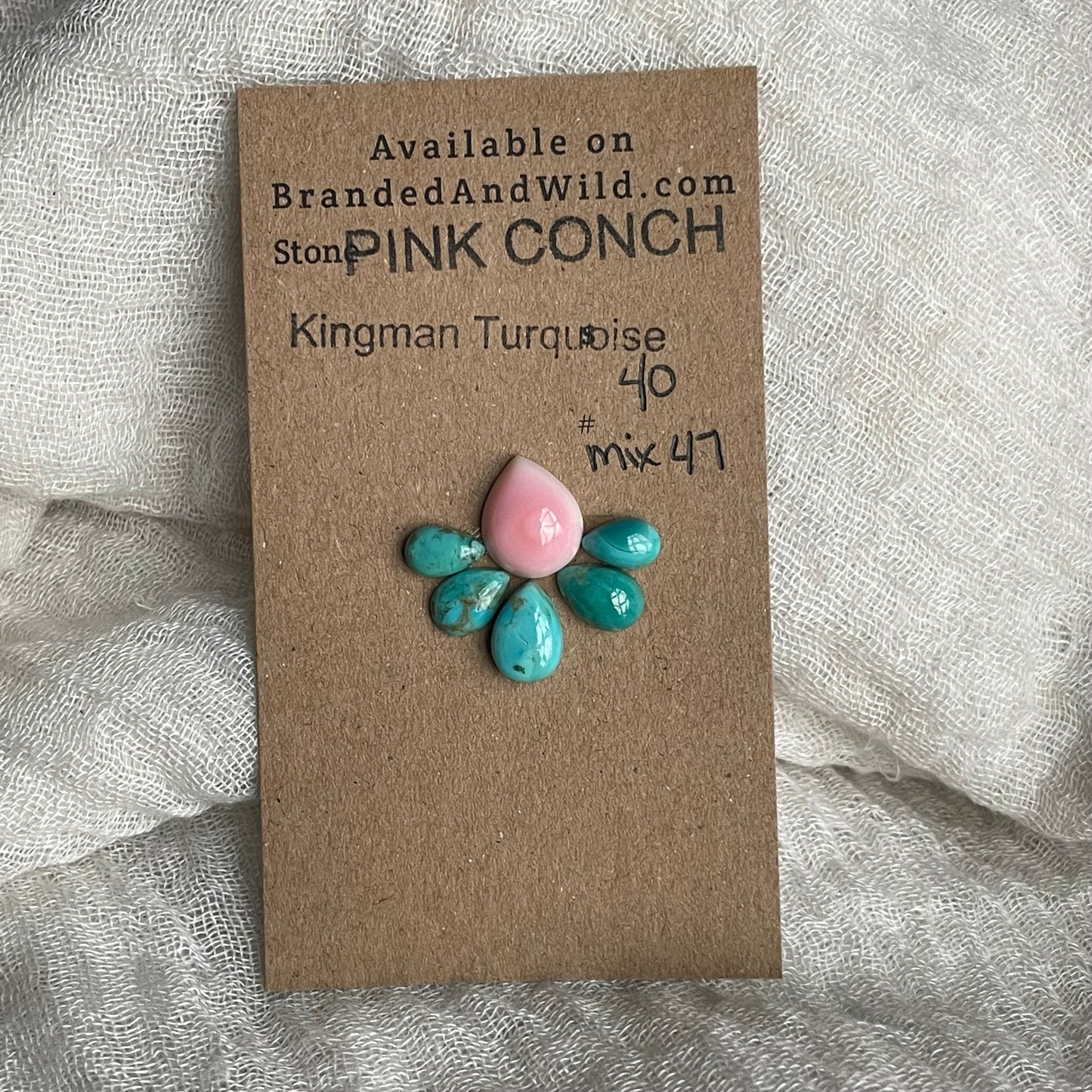 Kingman / Pink Conch Cabochon - Mix47 8E5679DC-0DDB-4552-97B2-3436E29DBC74 Brandedandwild.com
