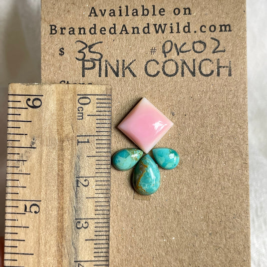 Pink Conch / Kingman Turquoise Cabochon - PK02 8FE1265C-523B-4A5C-89C1-45779DFF9D03 Brandedandwild.com