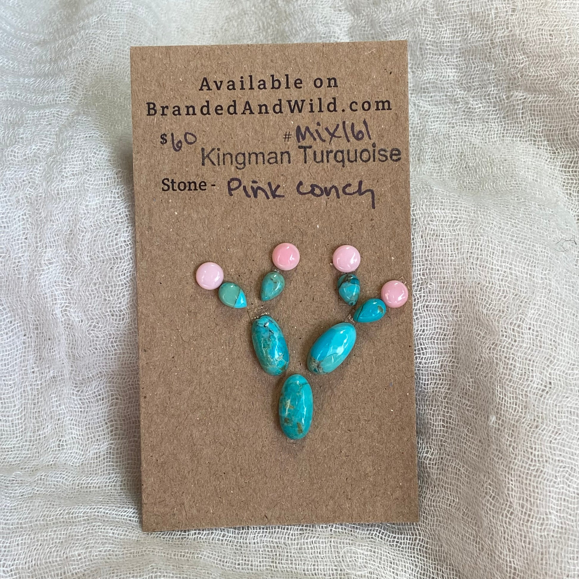 Pink Conch / Kingman Turquoise Cabochon - MIX161 901E6E5A-99E2-46C8-8939-3CF08ED8B597 Brandedandwild.com