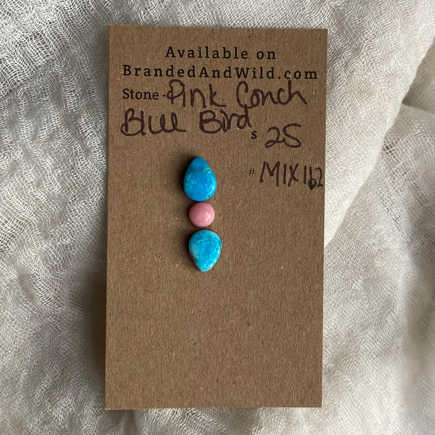 Blue Bird /  Pink Conch Cabochon - MIX162