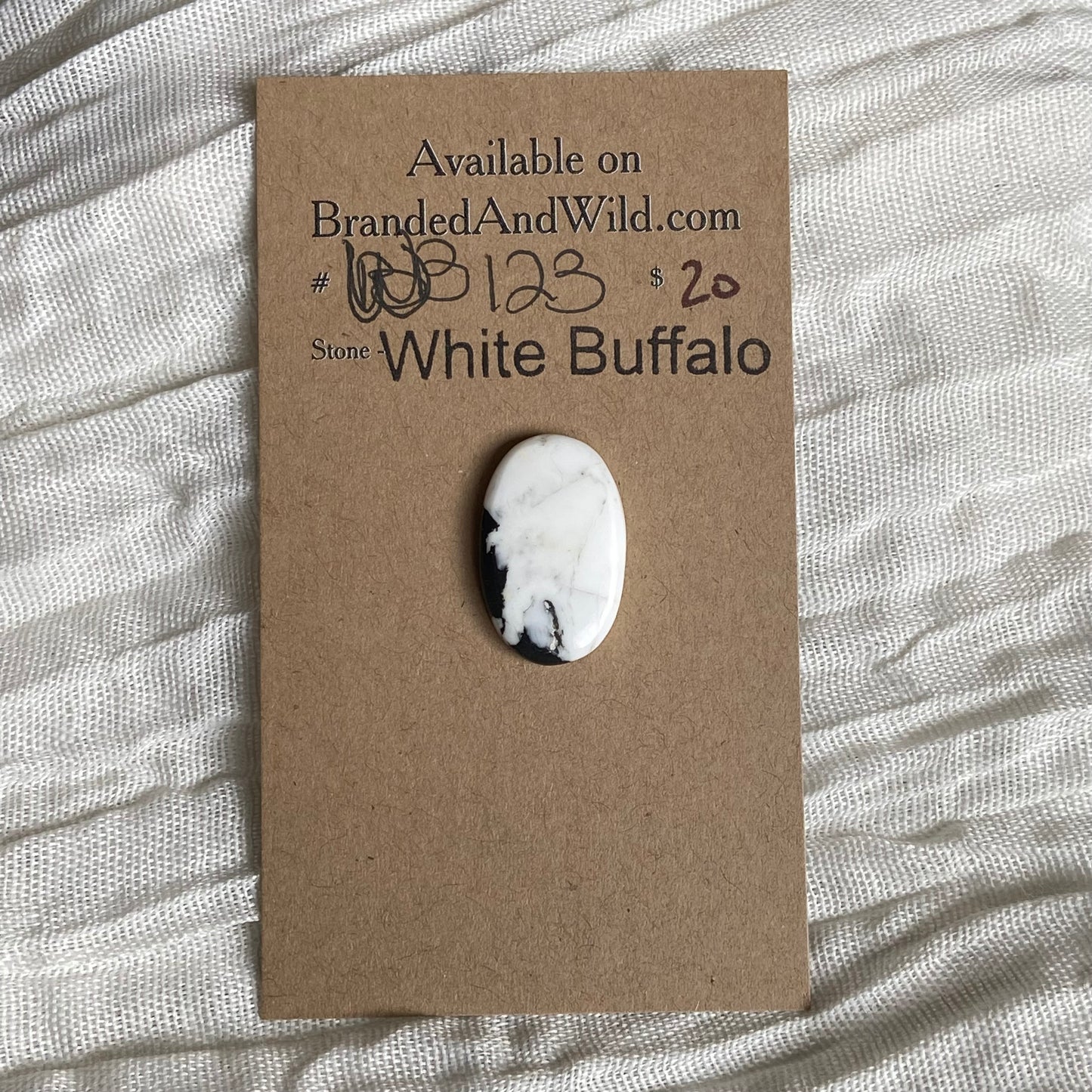 White Buffalo Cabochon - WB123 91153204-03BD-4912-853E-615389E9C485 Brandedandwild.com