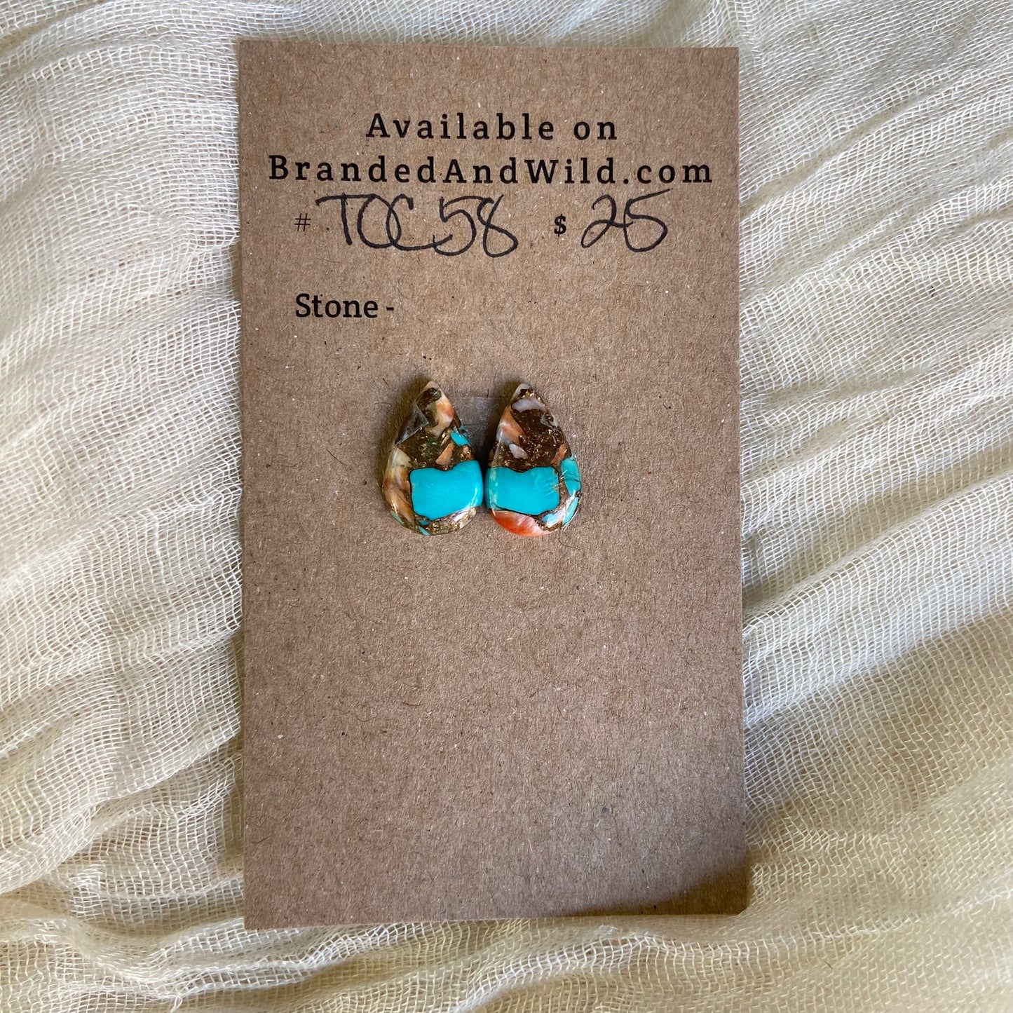 Turquoise, Oyster Shell, Copper Cabochon - TOC58 92636952-8584-4432-A396-6D88961BB9B2 Brandedandwild.com