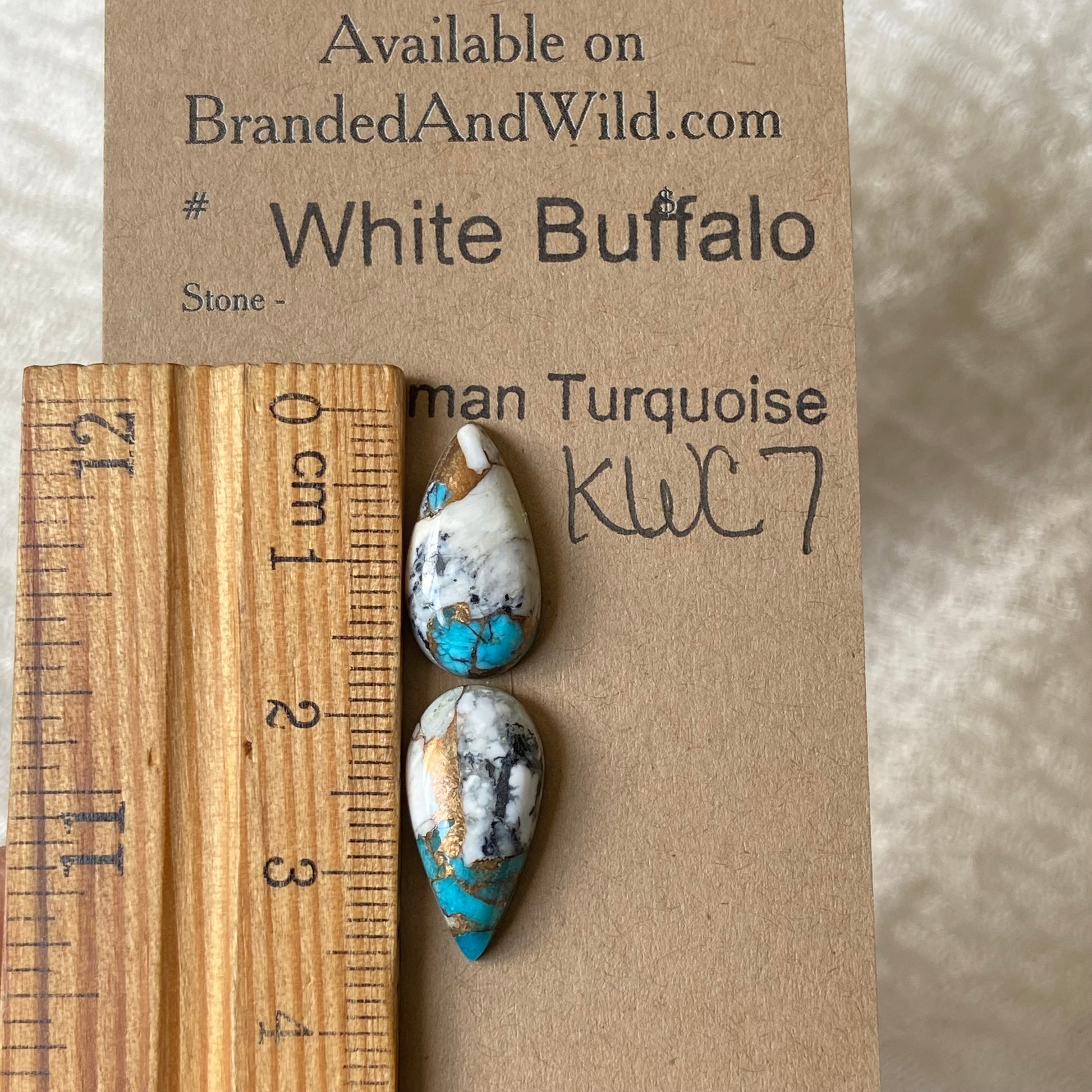 Kingman Turquoise, White Buffalo, Copper Cabochon - KWC7 9275F995-3396-4B9B-82CE-3C48A0C2200B Brandedandwild.com