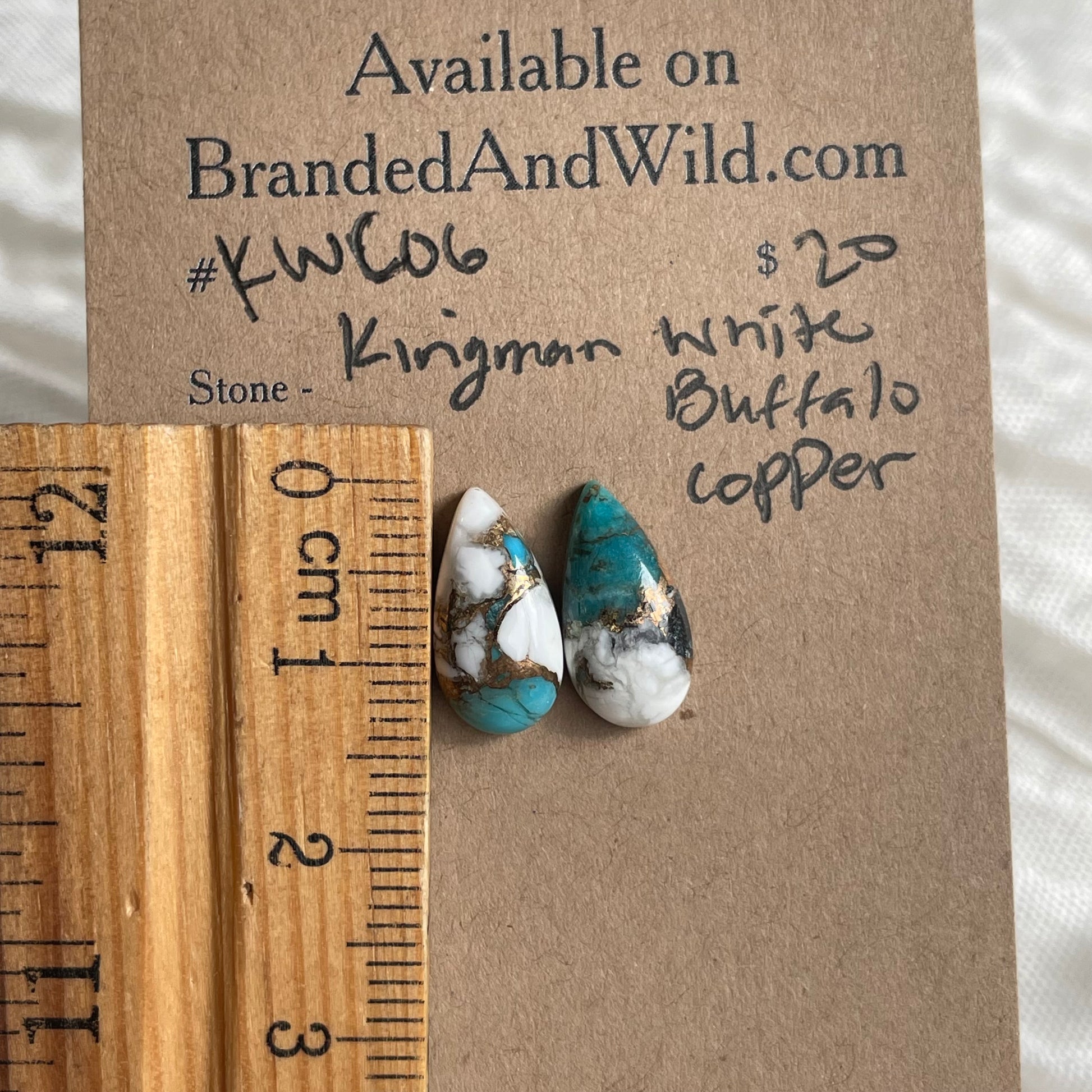 Kingman Turquoise, White Buffalo, Copper Cabochon - KWC06 92D06DF8-24BE-42C6-B445-204E825EB2B9 Brandedandwild.com
