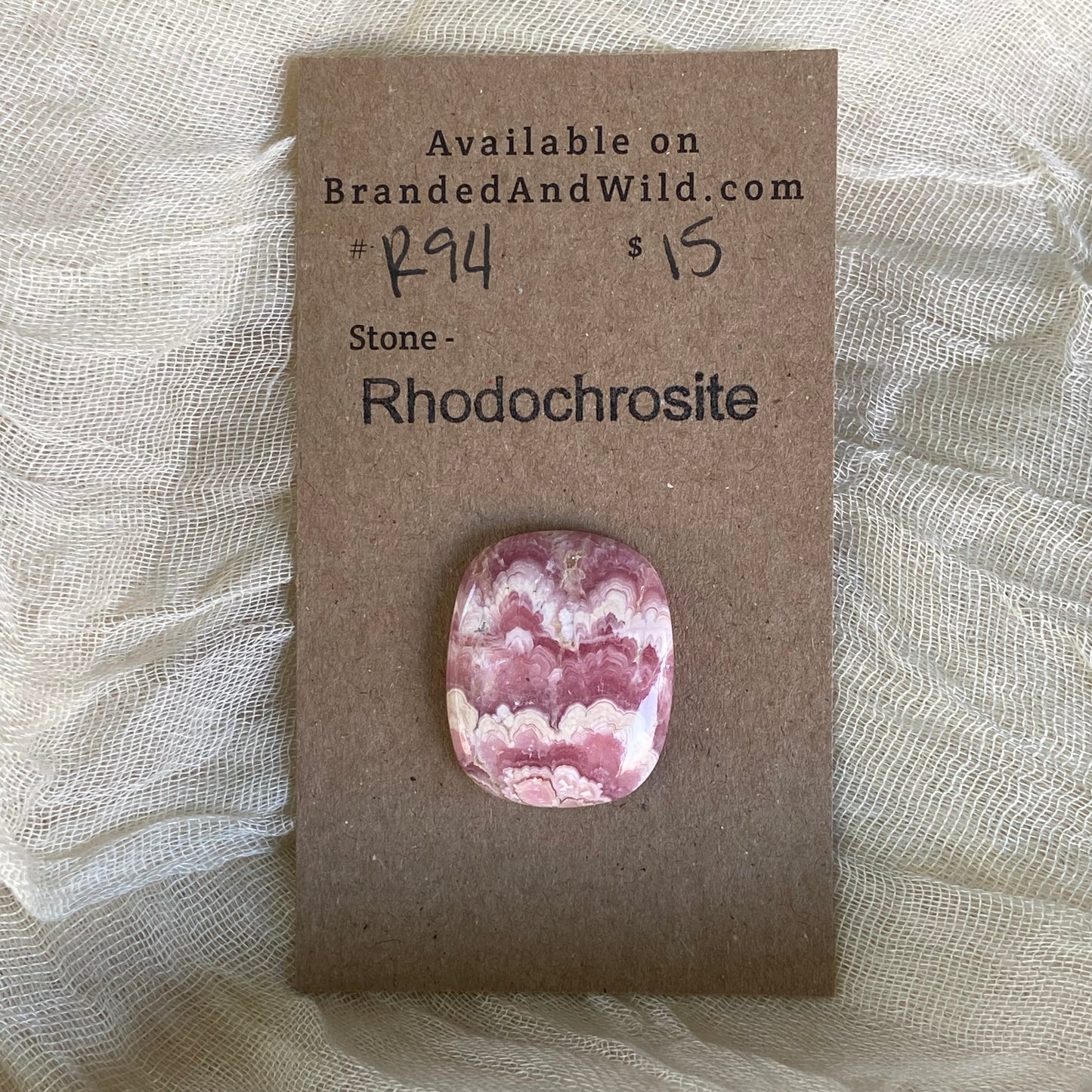 Rhodochrosite Cabochon - R94 932BD1B1-2702-49A1-9B73-CC85395529E5 Brandedandwild.com