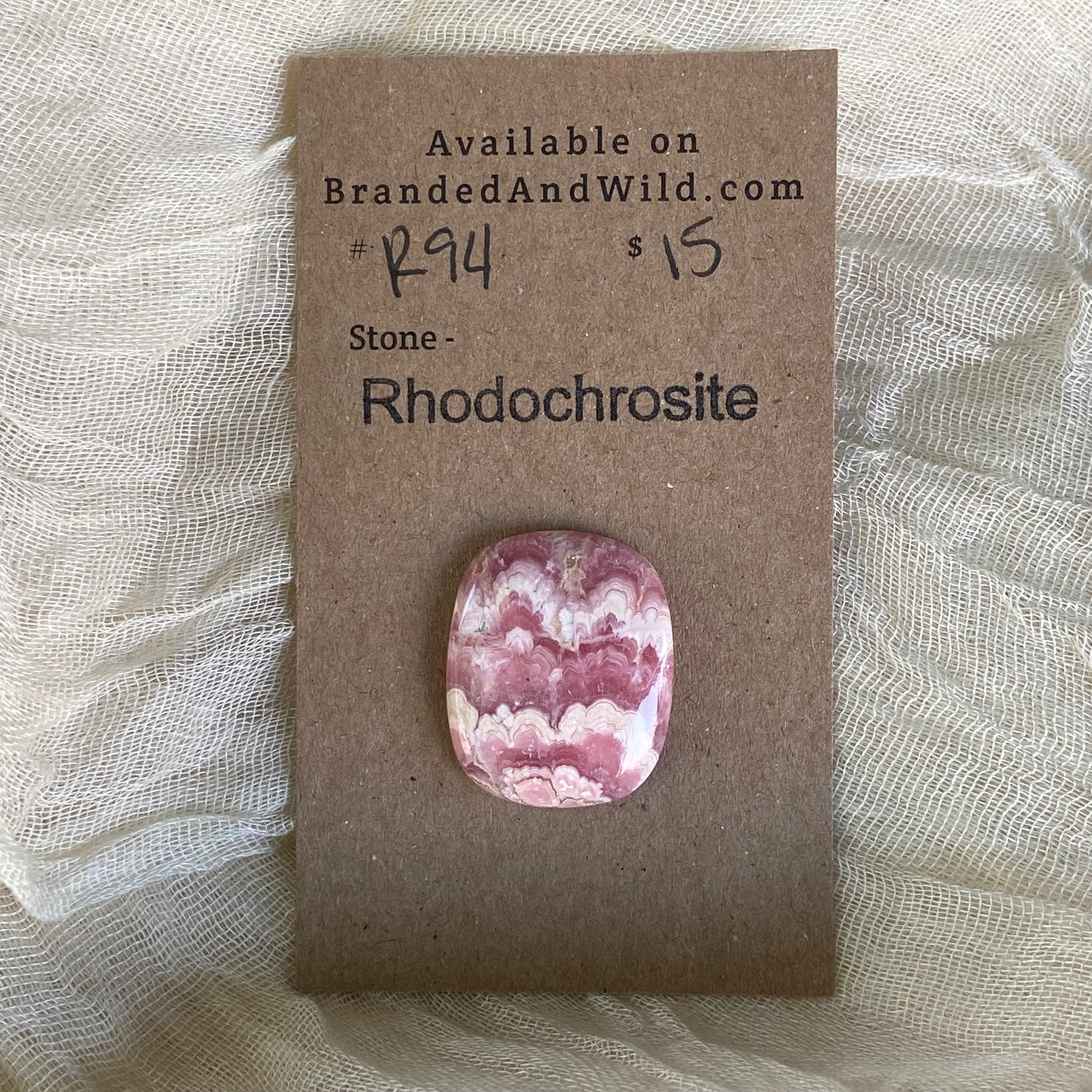 Rhodochrosite Cabochon - R94 932BD1B1-2702-49A1-9B73-CC85395529E5 Brandedandwild.com