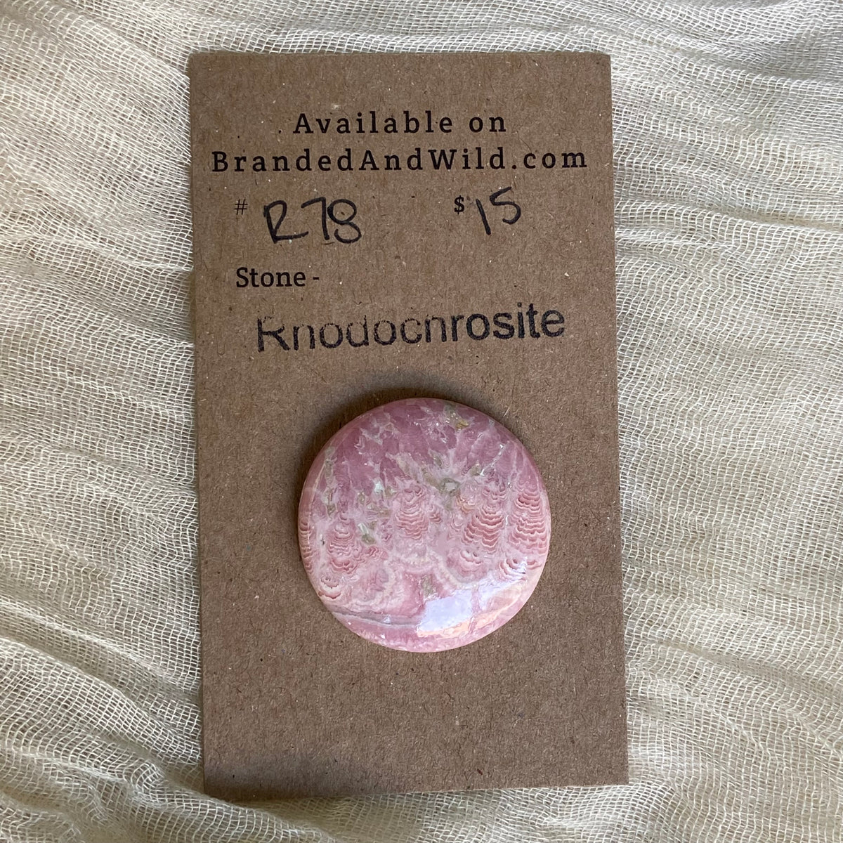 Rhodochrosite Cabochon - R78 93A4DF75-4716-4DD7-AC01-3C40F1B7C69C Brandedandwild.com