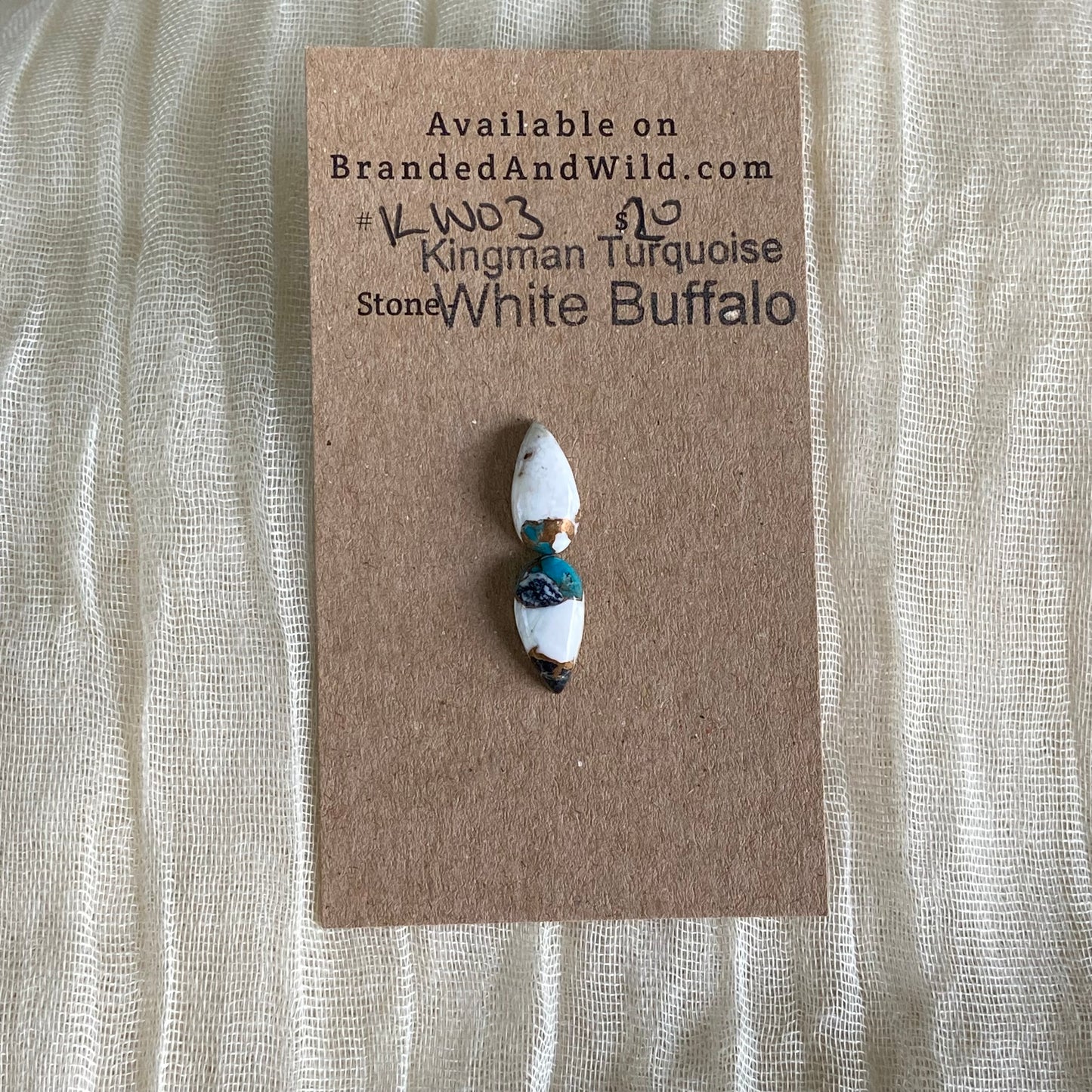 Kingman Turquoise, White Buffalo, Copper Cabochon - KW03