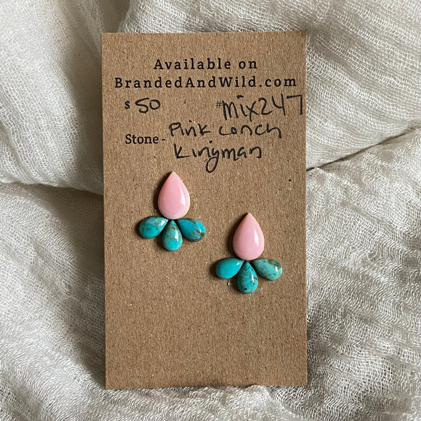 Kingman / Pink Conch Cabochon - Mix247 9481DB11-1CC9-40E8-B569-42385D15AE78 Brandedandwild.com