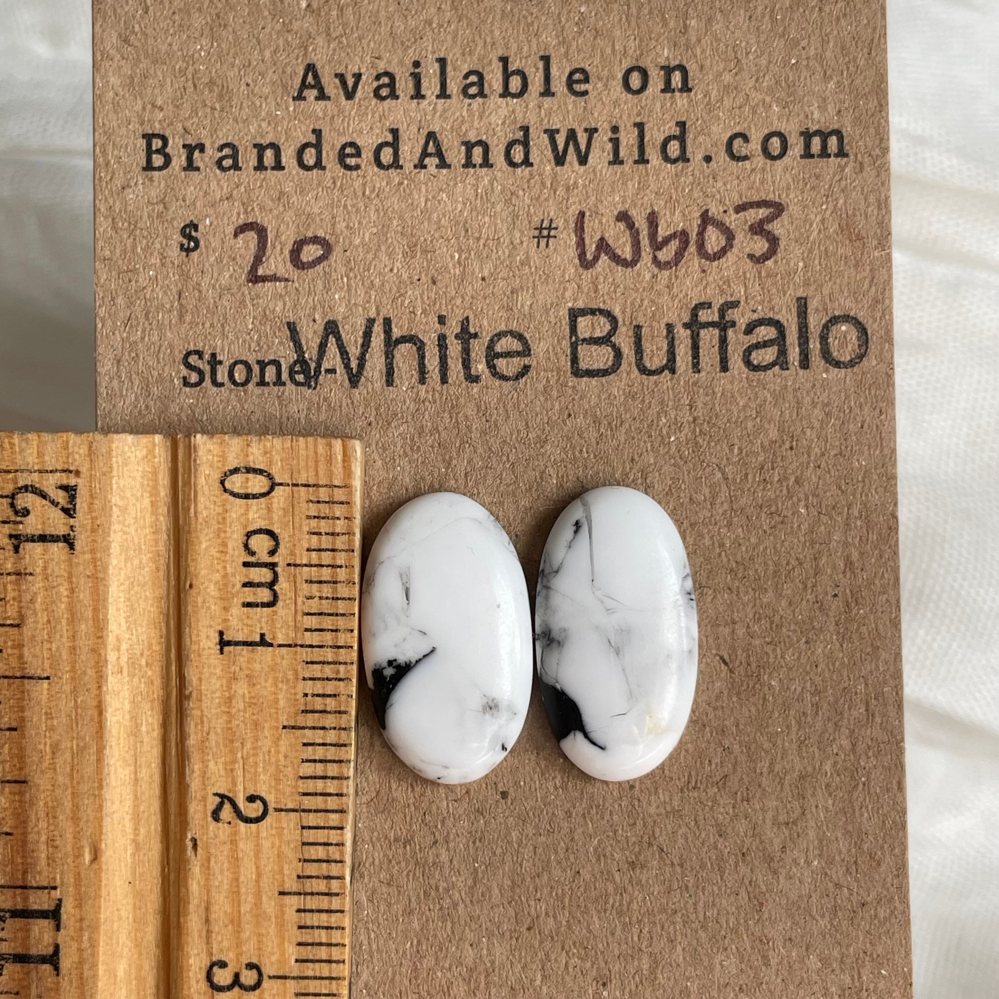 White Buffalo Cabochon - WB03 96F7B269-C25E-4F1C-BDEE-2654371AB579 Brandedandwild.com