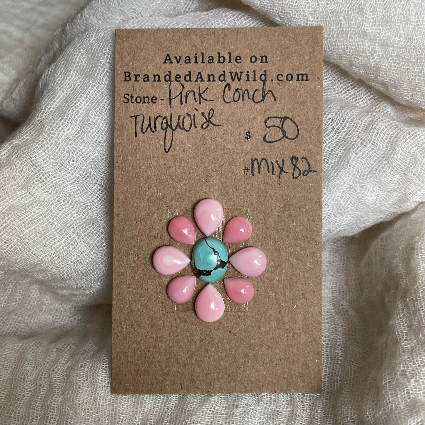 Turquoise / Pink Conch - Cabochon - Mix82 972875F2-8A6C-4A5B-9BED-A1665EDBBDDE Brandedandwild.com