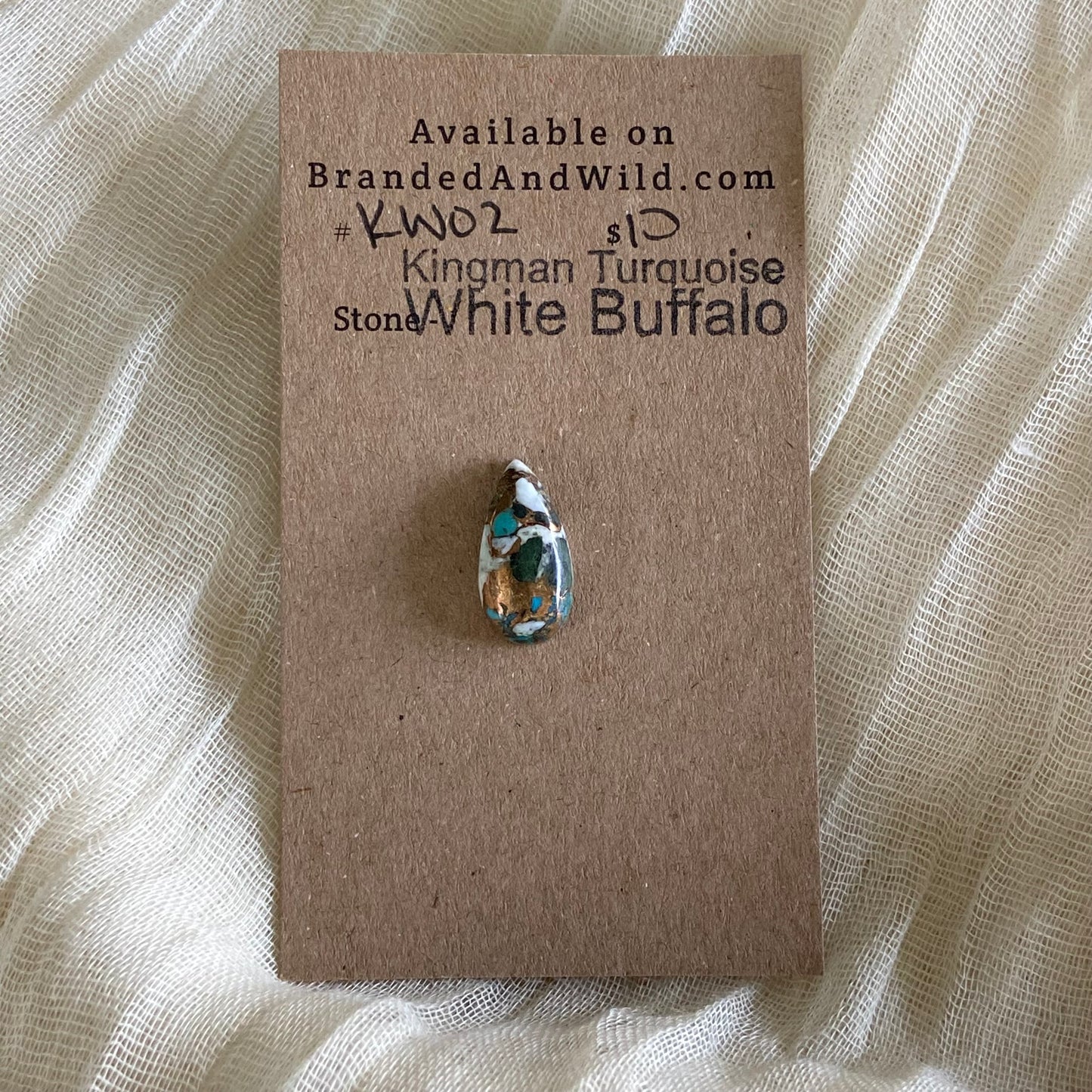 Kingman Turquoise, White Buffalo, Copper Cabochon - KW02