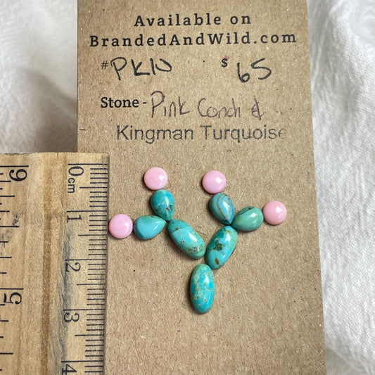 Pink Conch / Kingman Turquoise Cabochon - PK10 9781C4D8-F20A-4806-B976-3AA4C0FAF492 Brandedandwild.com
