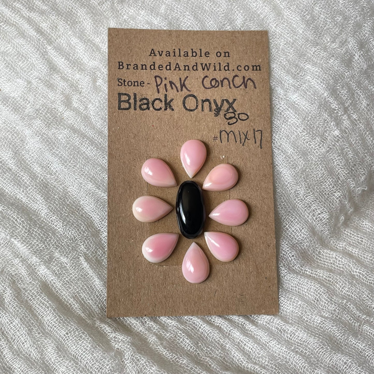 Black Onyx / Pink Conch Cabochon - Mix17 981BDD15-5BC9-487D-A408-D9140FF17F16 Brandedandwild.com