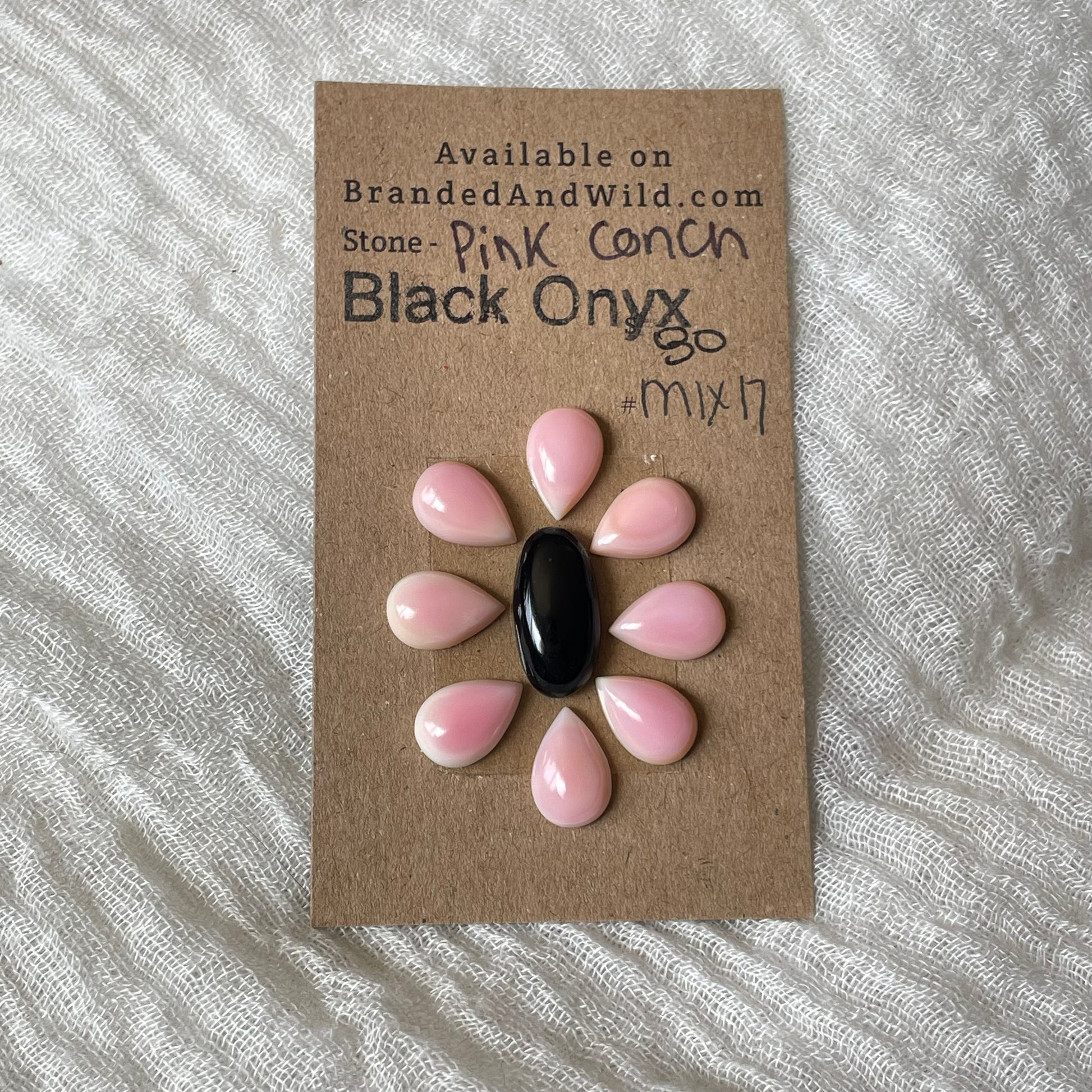 Black Onyx / Pink Conch Cabochon - Mix17 981BDD15-5BC9-487D-A408-D9140FF17F16 Brandedandwild.com