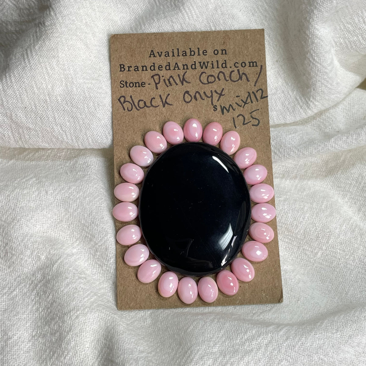 Black Onyx / Pink Conch Cabochon - MIX112 984CC61A-96C0-4593-BD80-A0EFCAF20FDB Brandedandwild.com