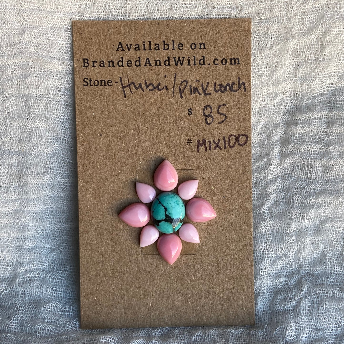 Hubei Turquoise / Pink Conch Cabochon - MIX100