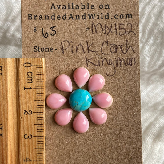 Pink Conch / White Buffalo Cabochon - MIX152 99302BD7-1EAF-4EDC-BD3B-10B9F747FB29 Brandedandwild.com