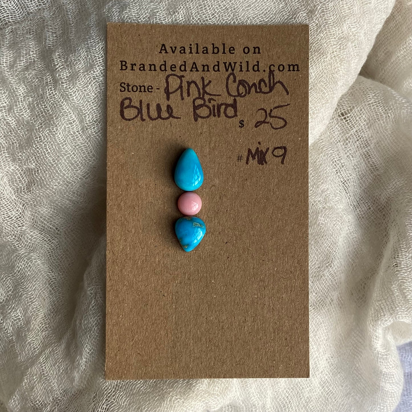 Blue Bird /  Pink Conch Cabochon - MIX9