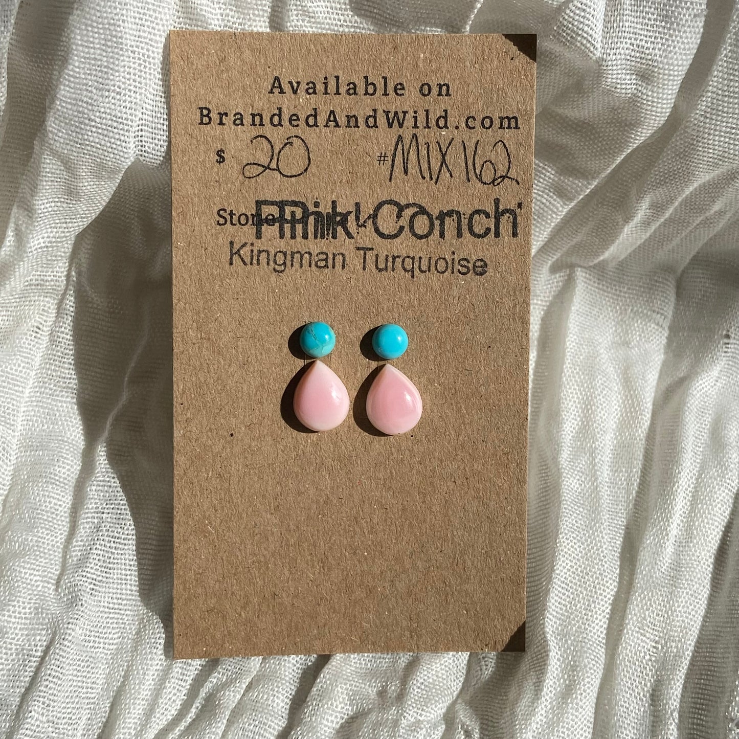 Pink Conch / Kingman Turquoise Cabochon - MIX162 9A5978BF-A62F-4F11-BAB0-B4BEA8ED53A8 Brandedandwild.com