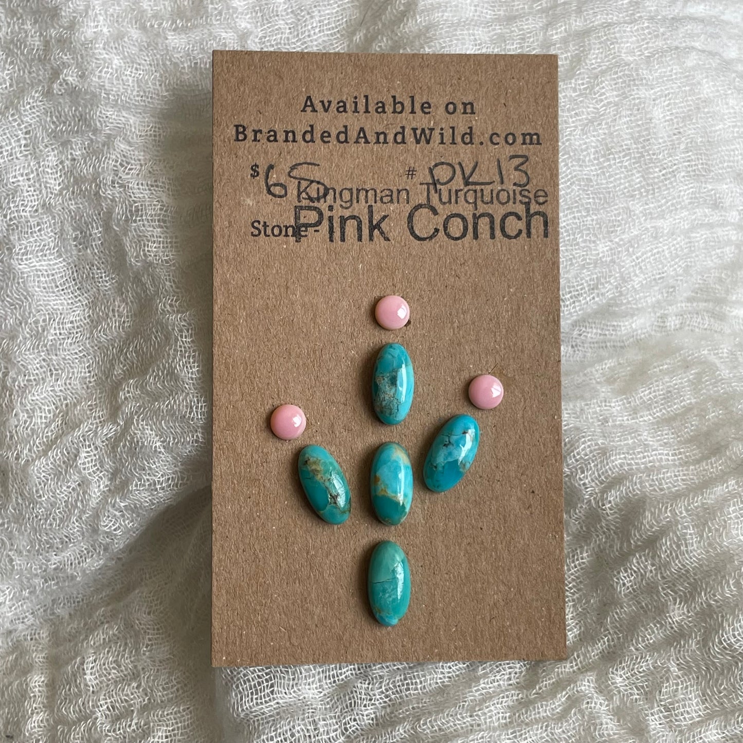 Pink Conch / Kingman Turquoise Cabochon - PK13