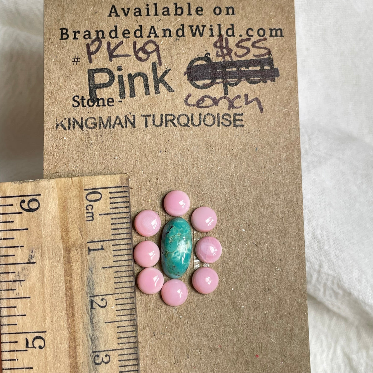 Pink Conch / Kingman Turquoise Cabochon - PK69