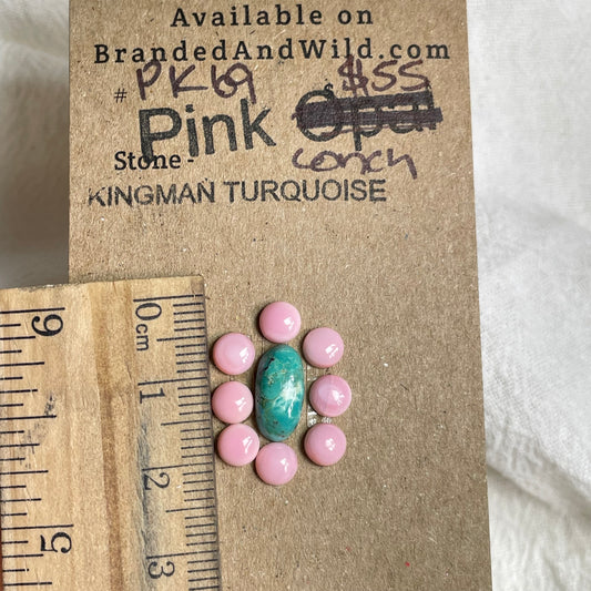 Pink Conch / Kingman Turquoise Cabochon - PK69 9AD00B38-FB69-48F2-AF7A-9A3B115BDFC5 Brandedandwild.com